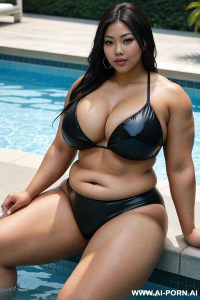 媚黑人妻, massive huge fat big obese bulked up thighs, pool - ai-porn.ai on pornsimulated.com