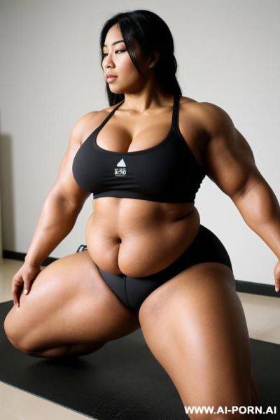 媚黑人妻, massive huge fat big obese bulked up thighs, yoga practice - ai-porn.ai on pornsimulated.com