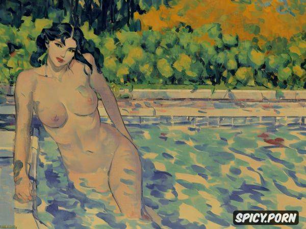 édouard vuillard, paul cézanne, blushing woman with red lips and flushed cheeks in shady bathroom bathing intimate tender modern post impressionist fauves erotic art - spicy.porn on pornsimulated.com