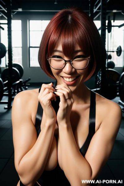 Naked asian woman, black glasses - ai-porn.ai on pornsimulated.com