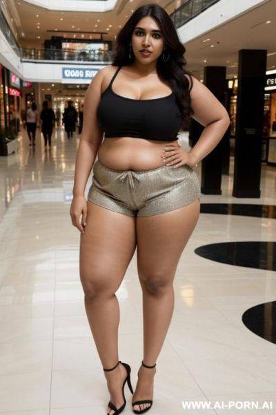 Bhumi pednekar, tight shorts, tight tube top, in a mall, full body shot - ai-porn.ai on pornsimulated.com