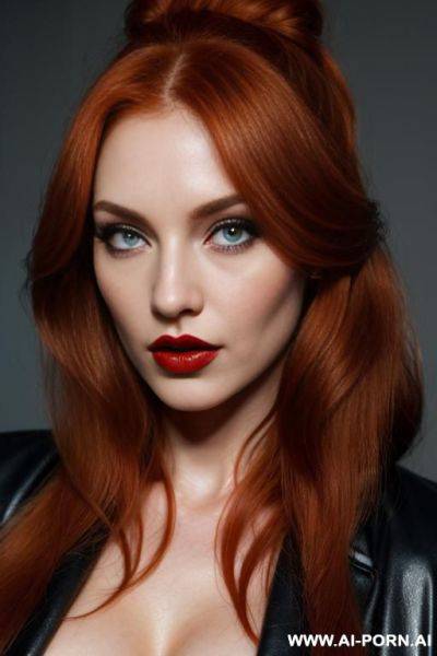 (long wavy hair) (ginger hair) (makeup) (smokey eyes) (red lips) (ideal facial ratios) (see-through top) (emo) (athletic body) (large tattoo) (natural boobs) (erotic) (aroused) (flirty) (dominant) (bdms) - ai-porn.ai on pornsimulated.com
