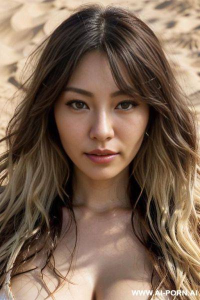 Highly expressive. japanese. long wavy brunette hair. close-up in decent clothes. she is natural. real-life sei-ra sodes-hiro! in a sand empire. it seems as if she pulls me closer. - ai-porn.ai - Japan on pornsimulated.com