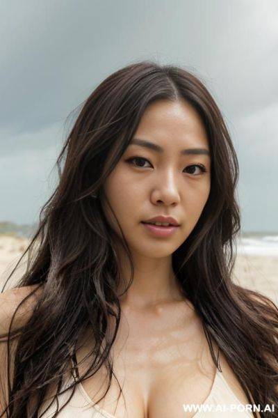 Highly expressive. japanese. long wavy gradient-brunette hair. close-up in decent clothes. she is natural. real-life sei-ra sodes-hiro! in midst of sand cyclone. it seems as if she pulls me closer. - ai-porn.ai - Japan on pornsimulated.com