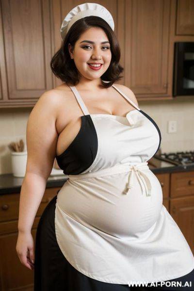 Fair boobs, massive curved hips, alluring thighs, apron outfit, very wide figure - ai-porn.ai on pornsimulated.com