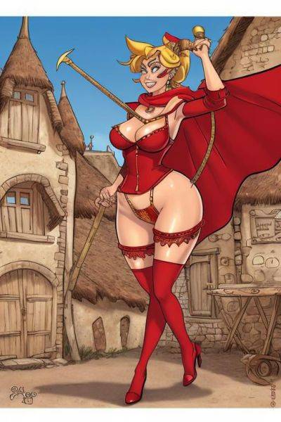 Uderzo style, famous gauls village comic, gauls outfit - ai-porn.ai on pornsimulated.com