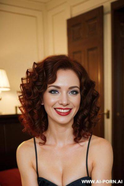Two redhair womans kissing each other in luxury bedroom, lesbian kissing - ai-porn.ai on pornsimulated.com