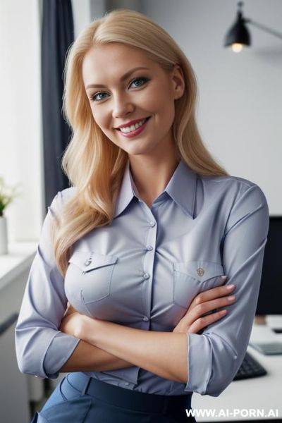 ((shirt with pockets)), ((secretary uniform)), ((office shirt)), pencil skirt - ai-porn.ai on pornsimulated.com