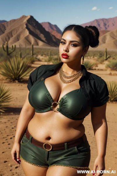 Hot mexican woman, chola, heavy makeup, pear shaped, very plump, shorts - ai-porn.ai - Mexico on pornsimulated.com