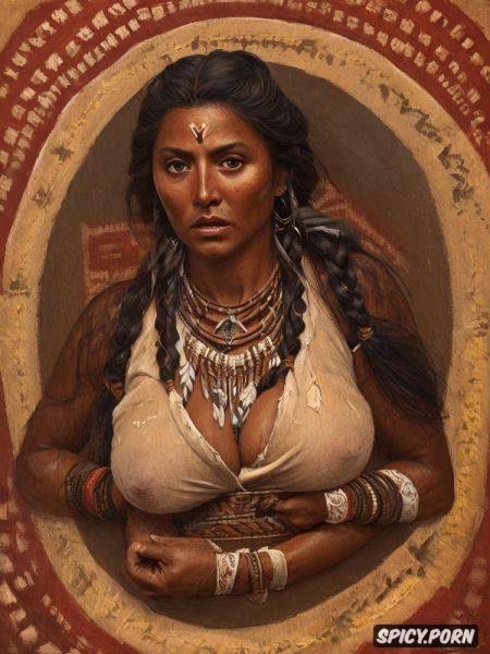 Braids, dark nipples, native american woman, detailed face, boobs visible - spicy.porn - Usa on pornsimulated.com