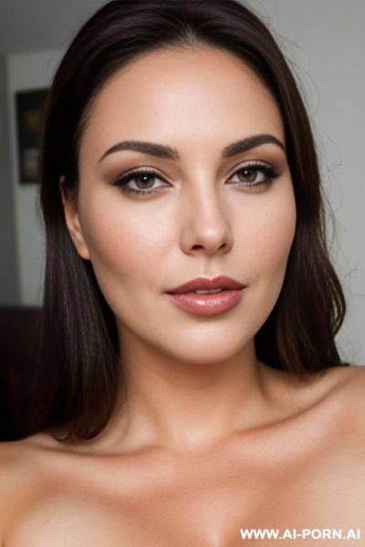 Woman, brunette, chubby, cum on face - ai-porn.ai on pornsimulated.com
