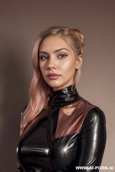 Model, (beautiful woman) (pretty playmate with beautiful and friendly face) (looking directly at the viewer), latex - ai-porn.ai on pornsimulated.com