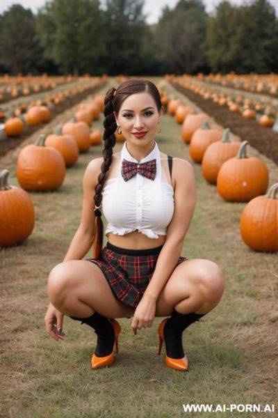 Pumpkin patch, plaid, bow tie - ai-porn.ai on pornsimulated.com