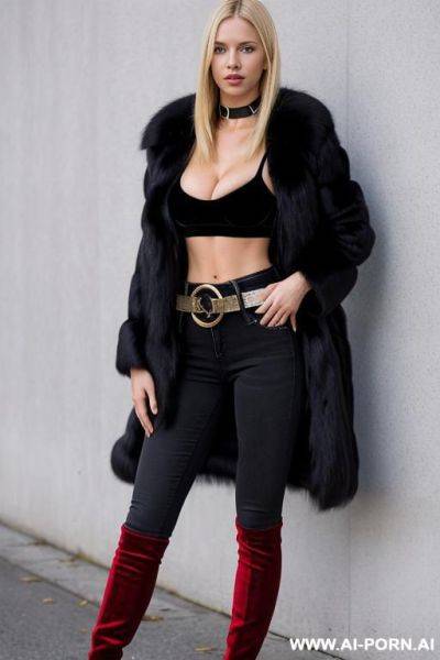 Full body fur jacket long full high knee boots - ai-porn.ai on pornsimulated.com