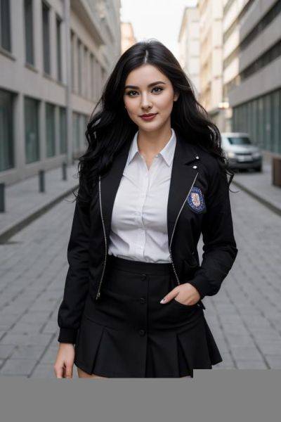 Dziewczyna w spódniczce i podkolanówkach pokazuje cipeczke - ai-porn.ai on pornsimulated.com