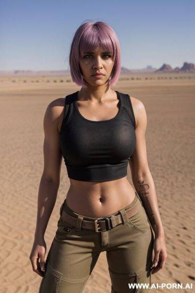 Pink purple ish hair with huge boobs and her ass and pussy spread out to the camera naked cumming - ai-porn.ai on pornsimulated.com