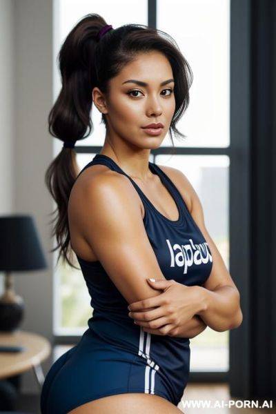 In-shape, thick thighs, natural ass, big tits latina vollyball player - ai-porn.ai on pornsimulated.com