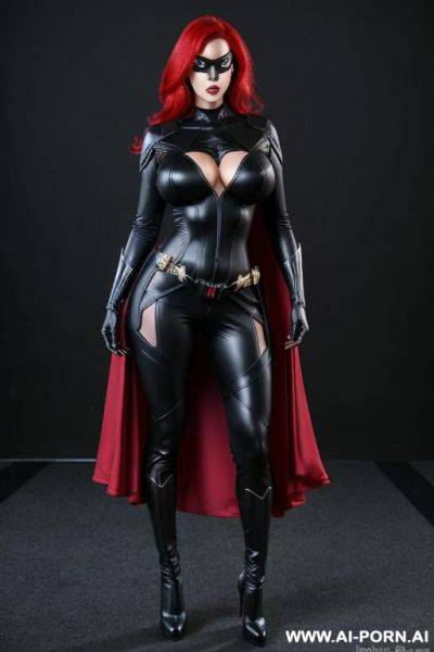(hot tall woman) (huge boobs) ( blac widow super hero outfit) (full body shot) - ai-porn.ai on pornsimulated.com