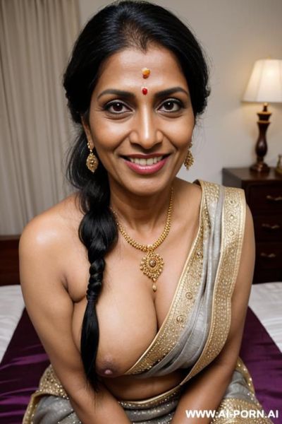 Looking at viewer, perfect smile, indian gilf on her cuckold wedding, super makeup, best day of life, many s, gangbang - ai-porn.ai - India on pornsimulated.com