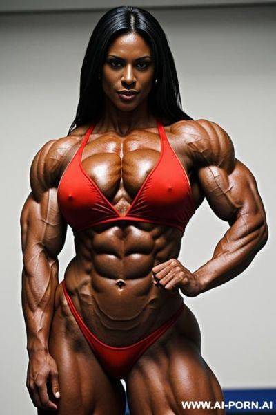 Maje her muscles more like man bodybuilder, double biceps huge - ai-porn.ai on pornsimulated.com