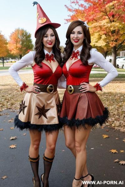 (suburban moms) (turkey costume) (fall festival) - ai-porn.ai on pornsimulated.com