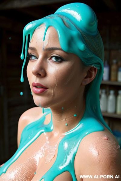 Natural boobs. she has just had a bucket of blue goo poured on her head. covered in gloop. shocked, surprised face. her face & air is covered in goo. (((more goo))), (((her hair is 0% covered in goo))) - ai-porn.ai on pornsimulated.com