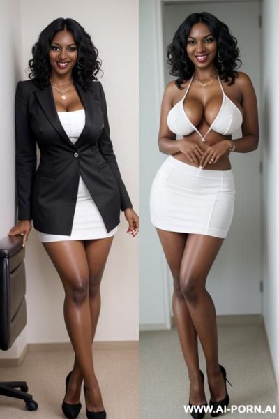 (hot tall black skin mom) (huge boobs) (full body shot) (high heels) (topless) - ai-porn.ai on pornsimulated.com