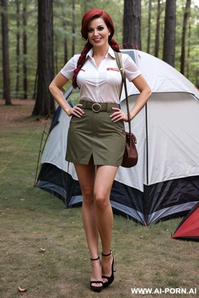 (suburban mom) (camping) (scout costume) - ai-porn.ai on pornsimulated.com