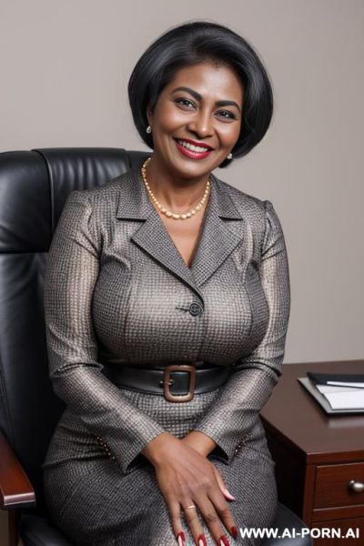 Busty perky dark black skin big eyes thick lips, corrupt office lady, - ai-porn.ai on pornsimulated.com