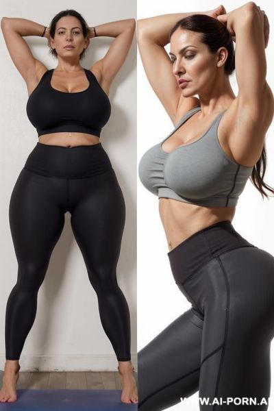 3 pregnant mature women side by side in frame (((enormous oversized gigantic saggy boobs, dark areola, lactating))), presenting - ai-porn.ai on pornsimulated.com