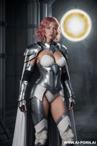 Space aegis woman, sinewy athletic body, ((topless)), (((white-gray skin))), (elegant sharp nude boobs), dominant woman, proud body pose, (elegant shape), front view, (eye contact), sharp face, brave - ai-porn.ai on pornsimulated.com