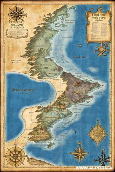 On a pirate island. a map of a treasure on the floor - ai-porn.ai on pornsimulated.com