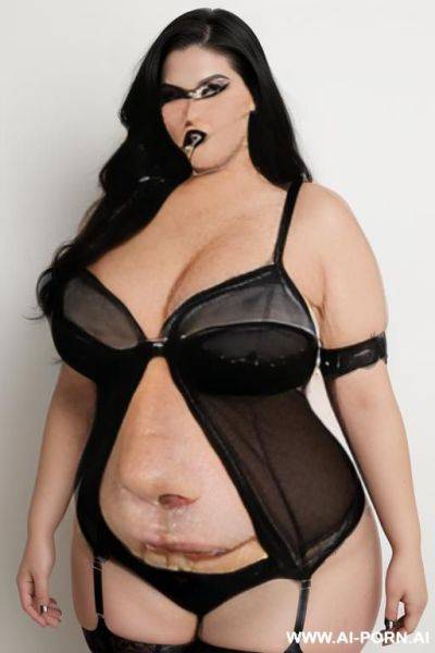 Obese goth woman, ssbbw, ussbbw, lingerie - ai-porn.ai on pornsimulated.com
