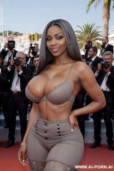 Light skin, light brown skin, huge silicone breasts, v waist, massive silicone ass, bimbo body, full lips, button nose, - ai-porn.ai on pornsimulated.com
