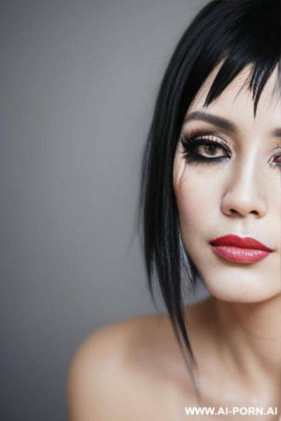 A crying woman with smudged makeup and lines - ai-porn.ai on pornsimulated.com