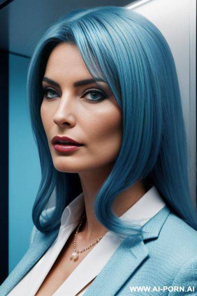 Immagine realistica di elevata qualità, ponywoman di colore sky blue. - ai-porn.ai on pornsimulated.com