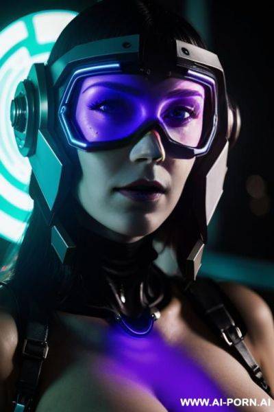 (close up) (cyberpunk woman) (cyberpunk helmet) (black lights) - ai-porn.ai on pornsimulated.com