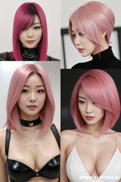 Japanese model woman.the hair color is ge hair, pink on the left and black on the right. - ai-porn.ai - Japan on pornsimulated.com