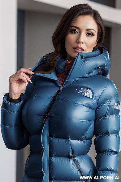 Brunette secretary, (((huge blue north face nuptse))) - ai-porn.ai on pornsimulated.com