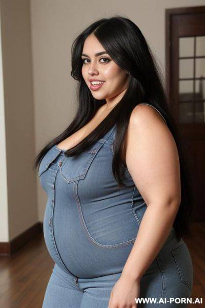 Latina, extremely , big eyes, gap tooth, hourglass shaped, long hair, massively pear shaped, big gap teeth - ai-porn.ai on pornsimulated.com