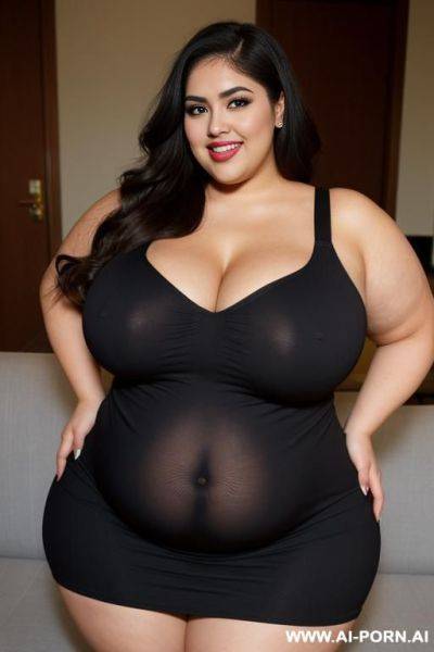 Enormous, mexican, very pretty, chola, eye shw, hourglass figure, stoner, couch, tight dress, pear shaped, very wide hips, extra thicc, bbw, very rotund, huge thighs - ai-porn.ai - Mexico on pornsimulated.com