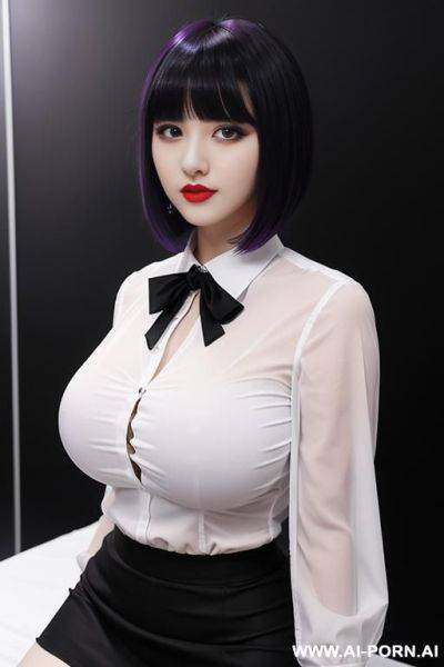 White shirt, black skirt, goth, black tie - ai-porn.ai on pornsimulated.com