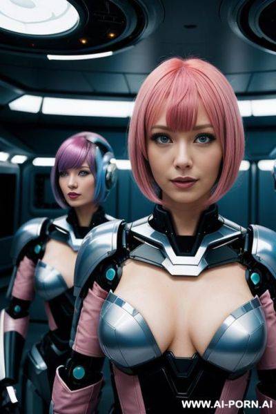 Woman repairs a spaceship and is surrounded by robots - ai-porn.ai on pornsimulated.com