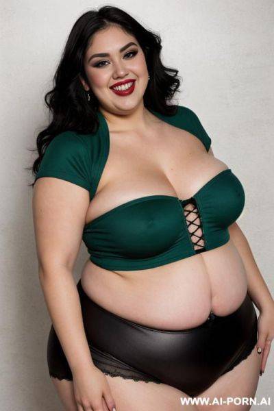 Mexican, nerd, punk rock woman, super wide body, black band shirt, wide hips, huge, gordisima, gordita, extremely pear shaped, happy bimbo, hourglass shaped, holding books, drinking a green potion - ai-porn.ai - Mexico on pornsimulated.com