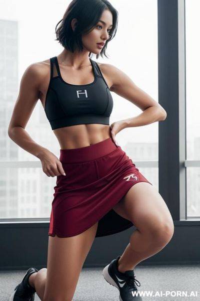 Sports bra and knee-length skirt - ai-porn.ai on pornsimulated.com