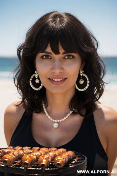 Gorgeous round face, pearl necklace, pearl earrings - ai-porn.ai on pornsimulated.com