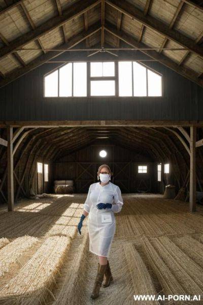 Surgical nurse wearing surgical mask and surgical gloves - ai-porn.ai on pornsimulated.com