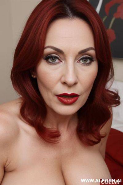Red lipstick milf sucks tip of cock - ai-porn.ai on pornsimulated.com