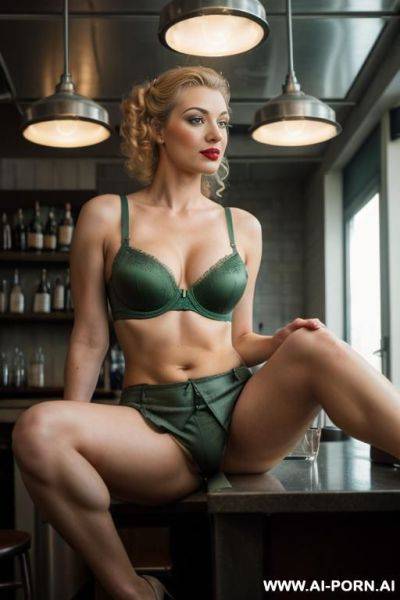 Russian, masturbate, green lingerie, 1woman, bbw, chubby, purple eyes, light ash blonde - ai-porn.ai - Russia on pornsimulated.com
