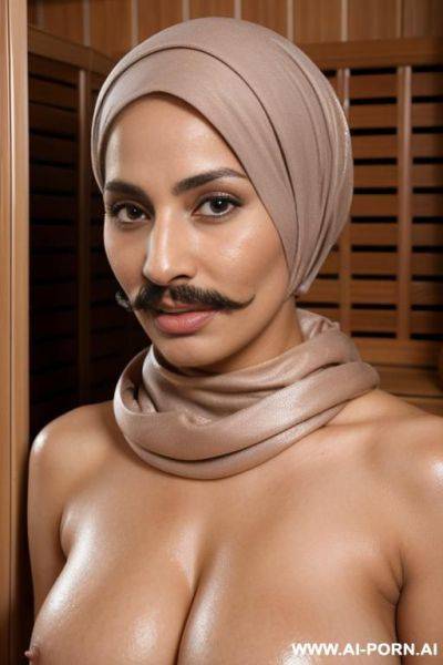 Milf with a mustache wearing a hijab topless - ai-porn.ai on pornsimulated.com